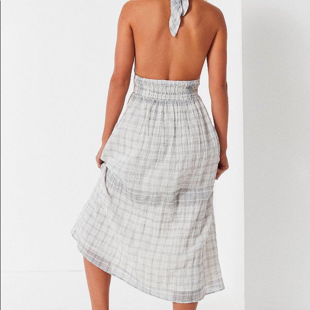 Urban Outfitters Light Gray Plaid Halter Maxi Dress - Picture 2 of 2